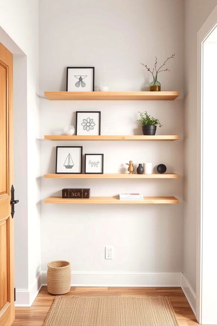 Floating Shelves for Essentials - 22 Scandinavian Entryway Ideas