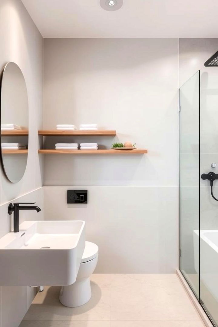 Floating Shelves for Sleek Organization - 22 Japandi Bathroom Ideas