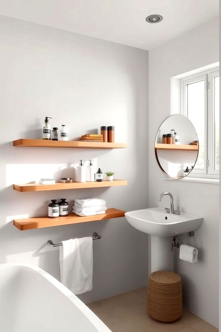 Floating Shelves to Enhance Accessibility - 22 Bathroom Counter Organization Ideas