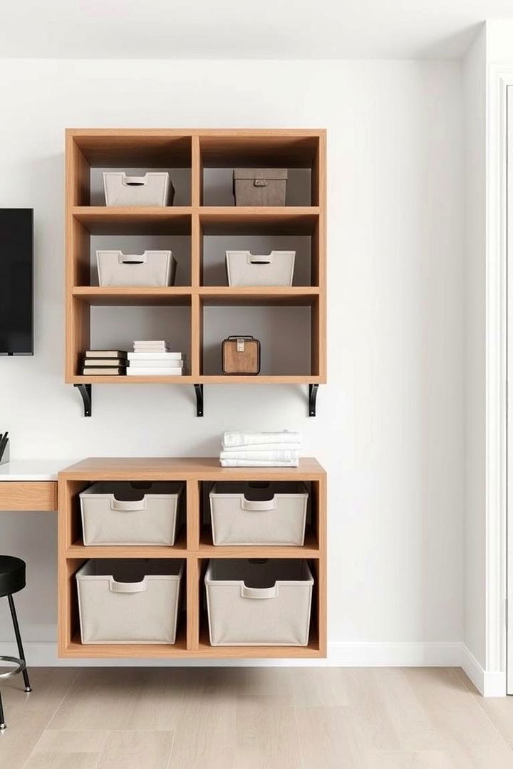 Floating Shelves with Storage Bins - 22 Floating Shelves Ideas