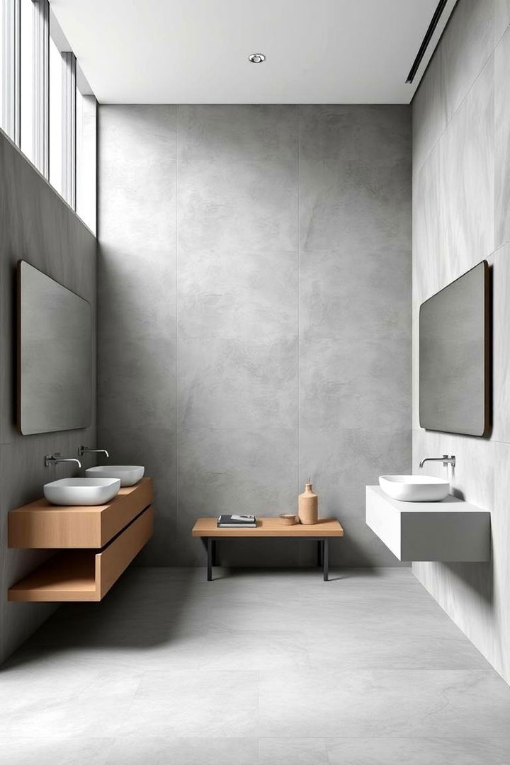 Floating Vanities and Grey Walls - 22 Grey Tile Bathroom Ideas