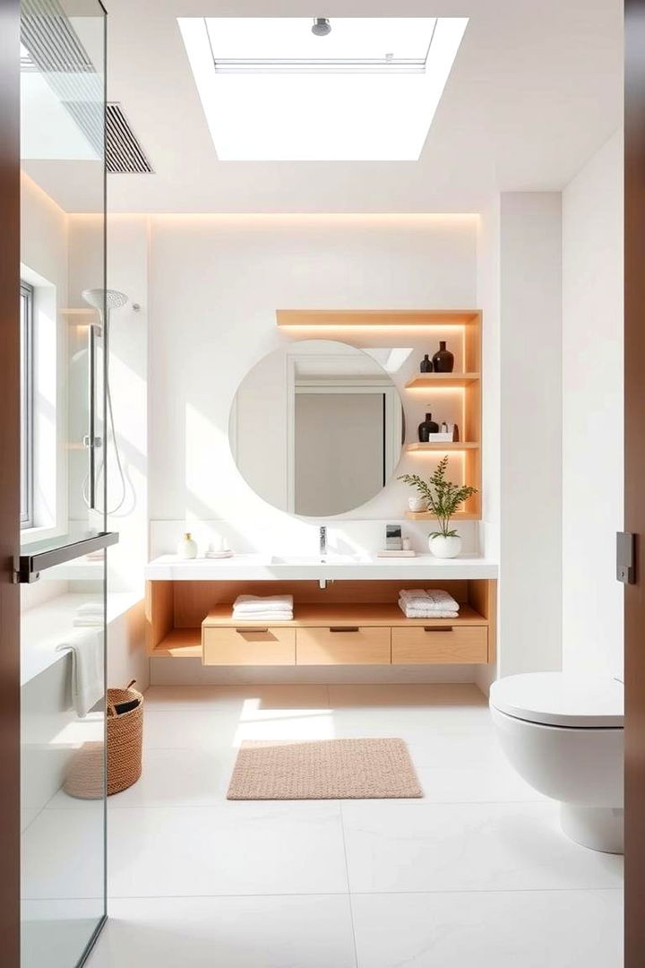 Floating Vanity and Shelving - 22 Apartment Bathroom Ideas