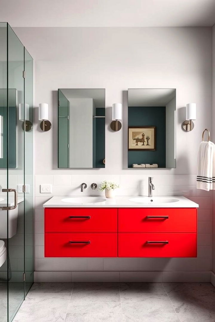 Floating Vanity with Bold Accents - 22 Floating Vanity Bathroom Ideas