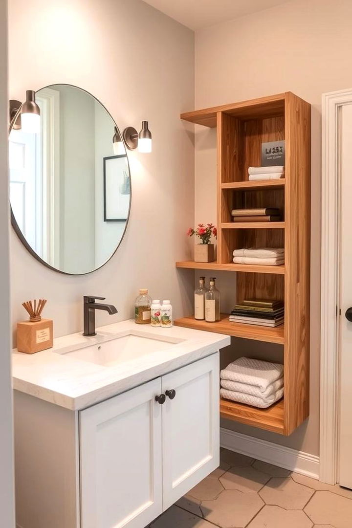 Floating Vanity with Built In Shelves - 22 Floating Vanity Bathroom Ideas