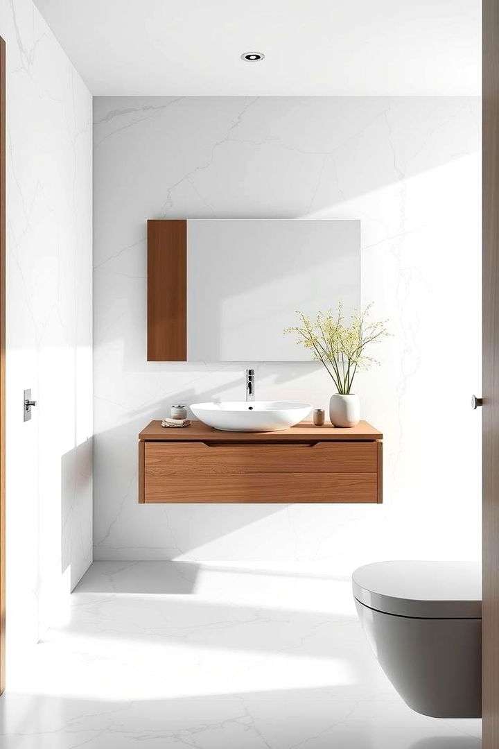 Floating Vanity with Floating Illusion Effects - 22 Floating Vanity Bathroom Ideas
