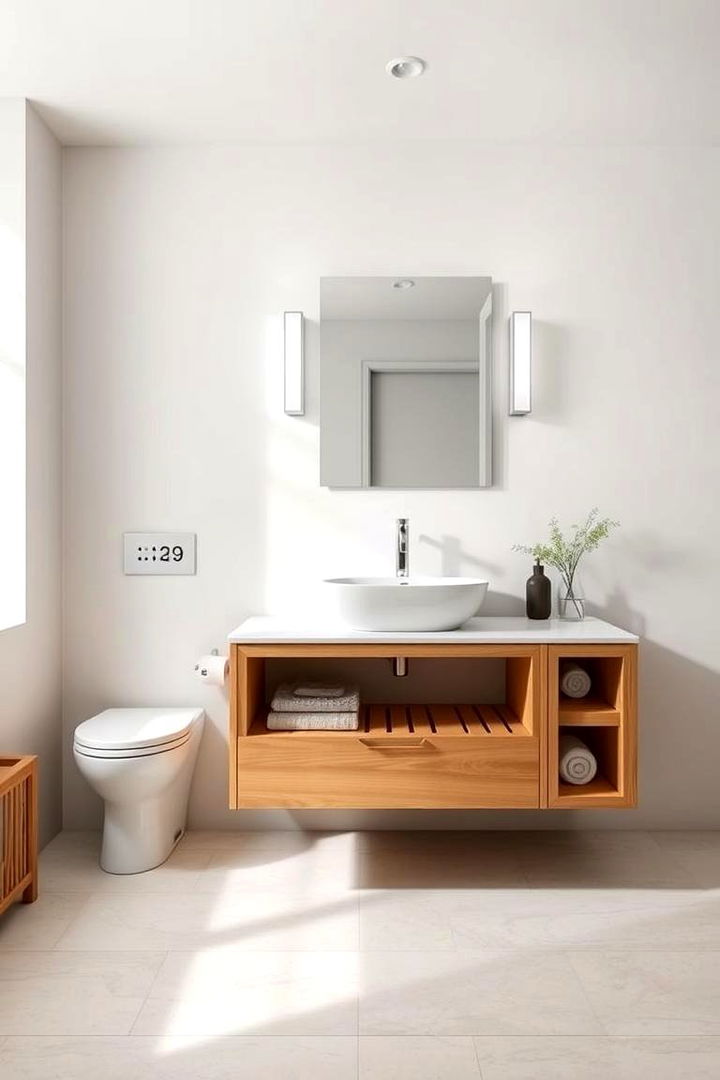 Floating Vanity with Integrated Storage Designs - 22 Floating Vanity Bathroom Ideas