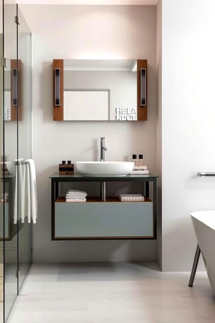 Floating Vanity with Mixed Materials - 22 Floating Vanity Bathroom Ideas