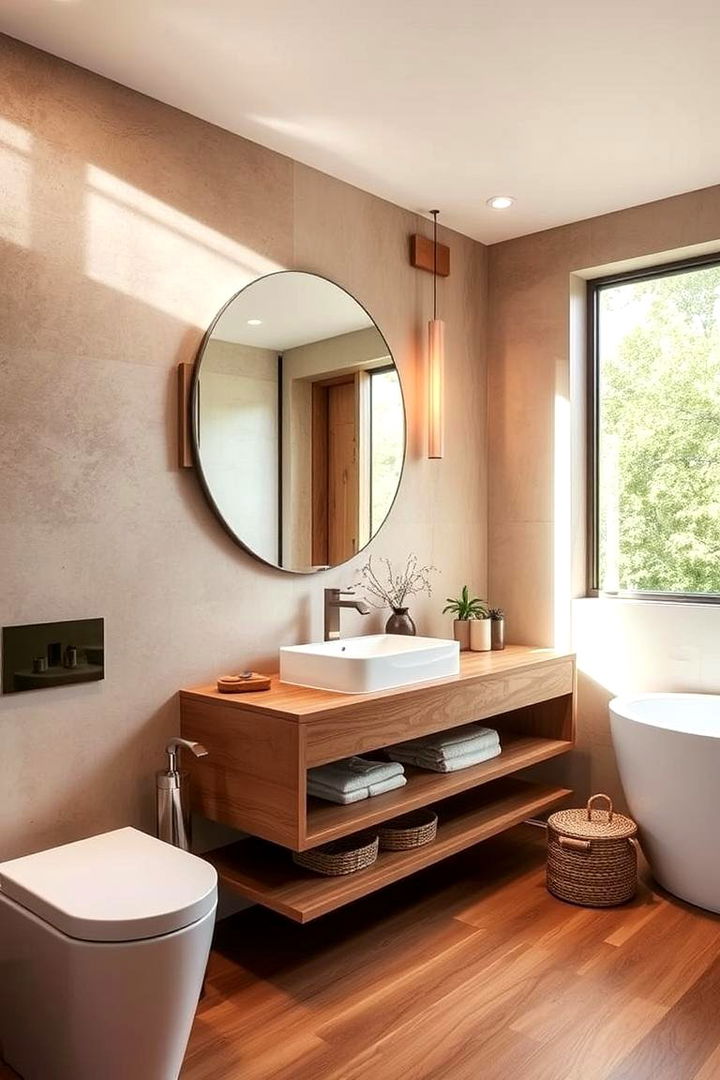 Floating Vanity with Natural Wood Elements - 22 Floating Vanity Bathroom Ideas