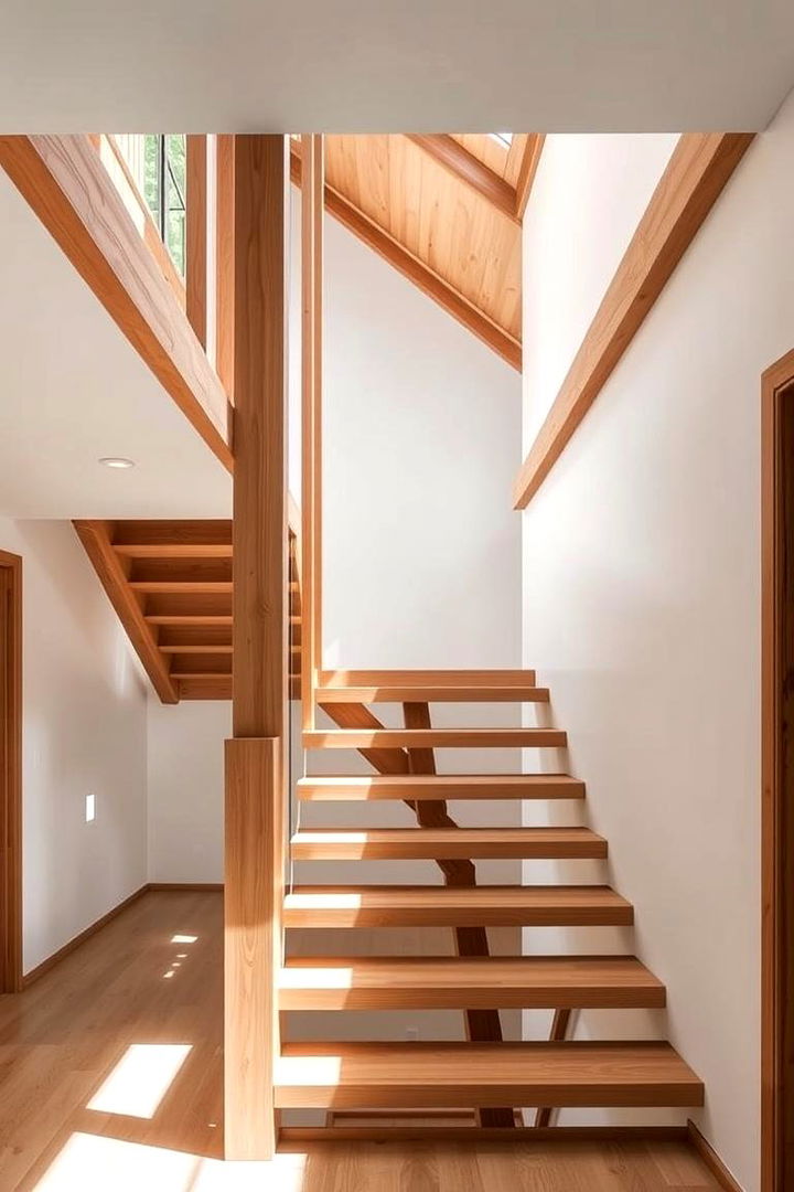 Floating Wood Riser Staircase Design - 22 Basement Stair Ideas