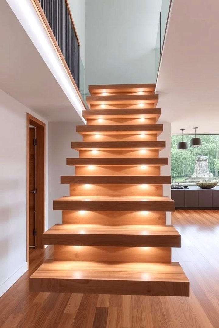 Floating Wooden Staircase - 22 Wooden Staircase Ideas