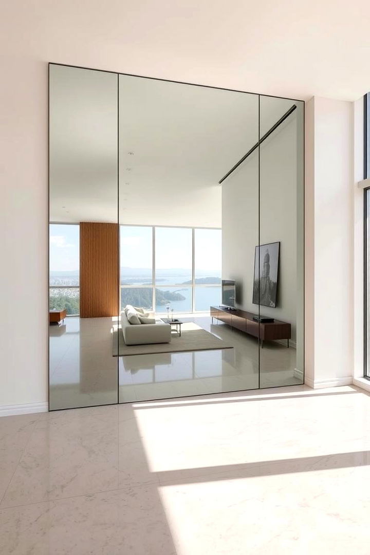 Floor to Ceiling Mirror - 22 Living Room Mirror Ideas