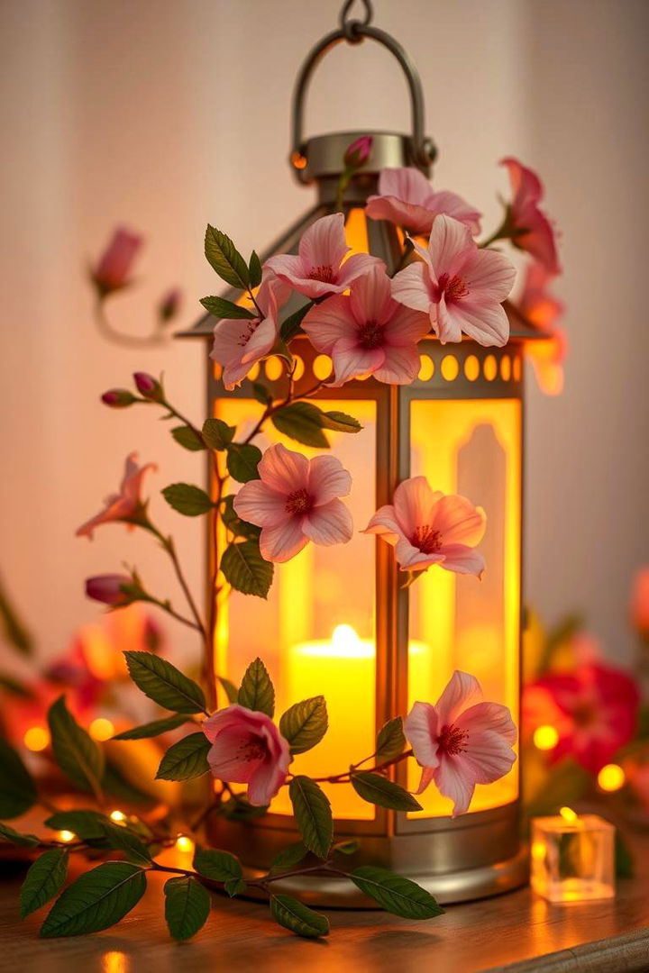 Floral Accented Lantern Beauty - 22 Lantern Centerpiece Ideas