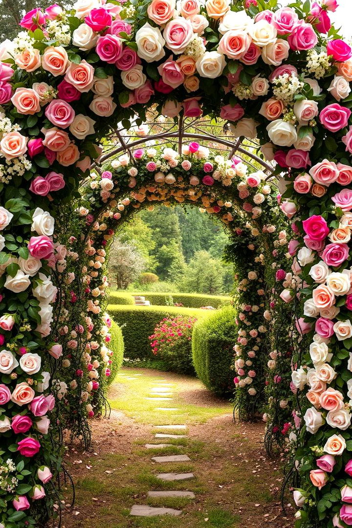 Floral Archway Sanctuary - 22 Large Fairy Garden Ideas