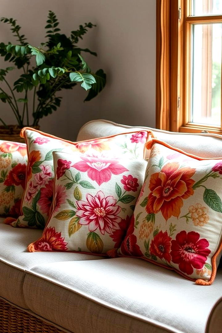 Floral Boho Cushions - 22 Boho Farmhouse Decor Ideas