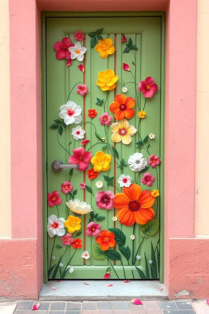 Floral Elegance Door - 22 Door Painting Ideas