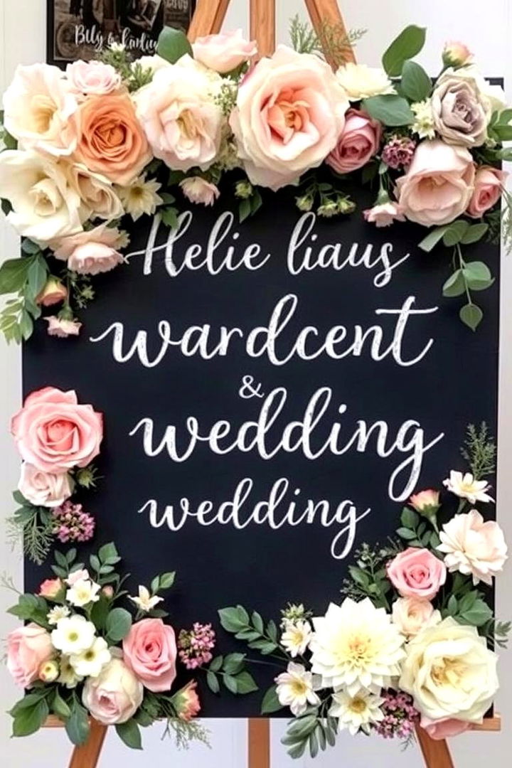 Floral Embellished Board - 22 Wedding Welcome Sign Ideas