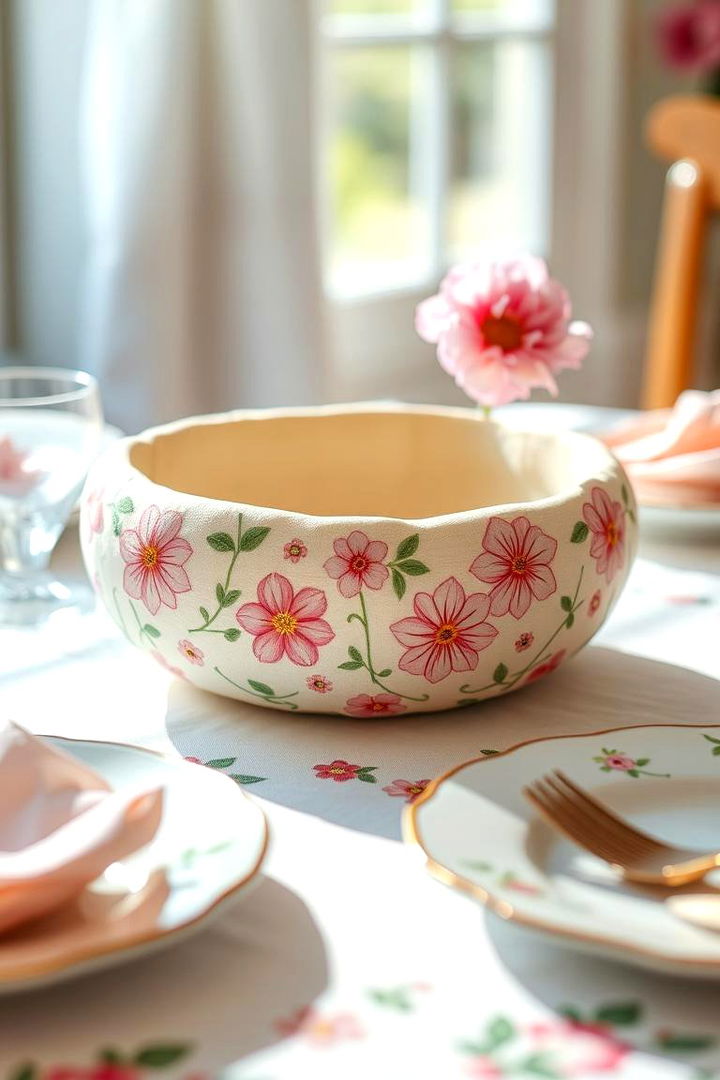 Floral Embellished Dough Bowl - 22 Dough Bowl Decor Ideas