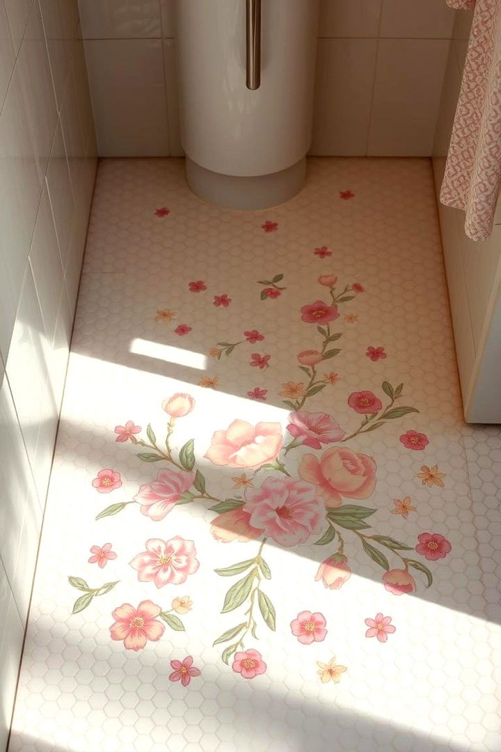 Floral Motif Mosaic - 22 Bathroom Mosaic Floor Tile Ideas