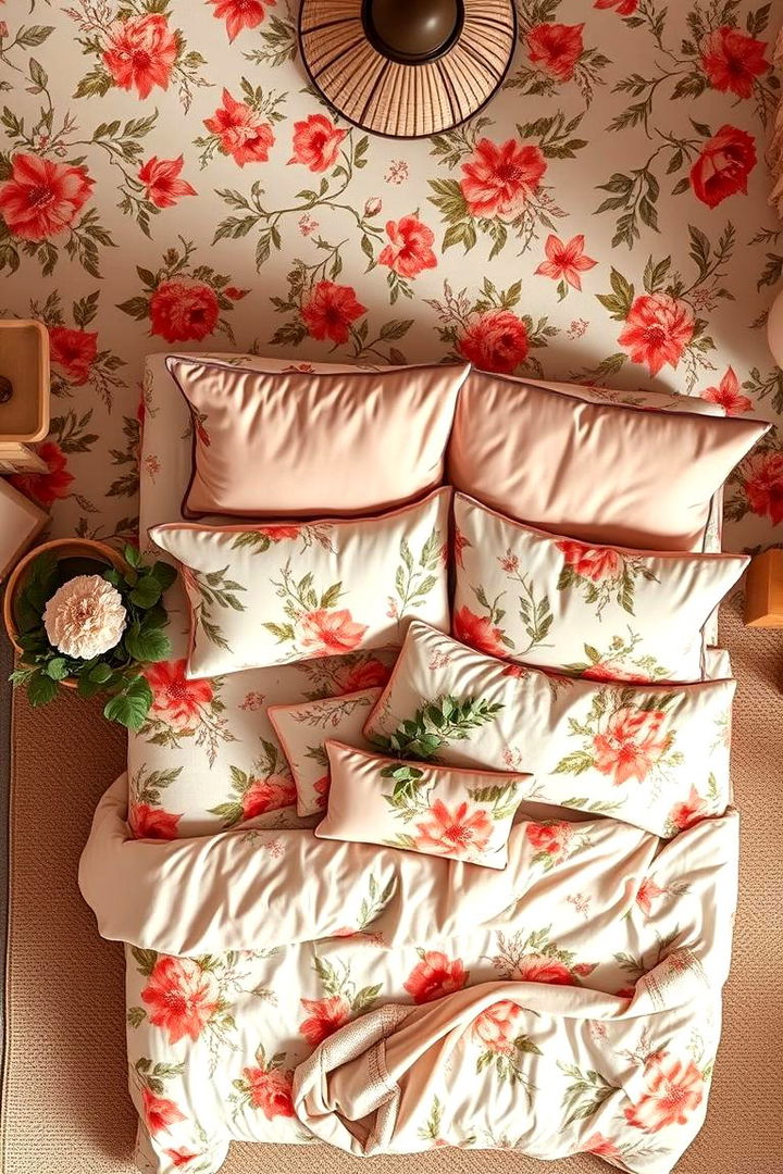 Floral Patterns Infused with Coral Hues - 22 Coral Bedroom Ideas
