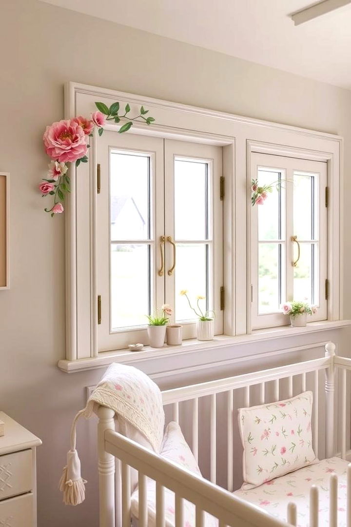 Floral Themed Window Frame Accents - 22 Floral Nursery Ideas