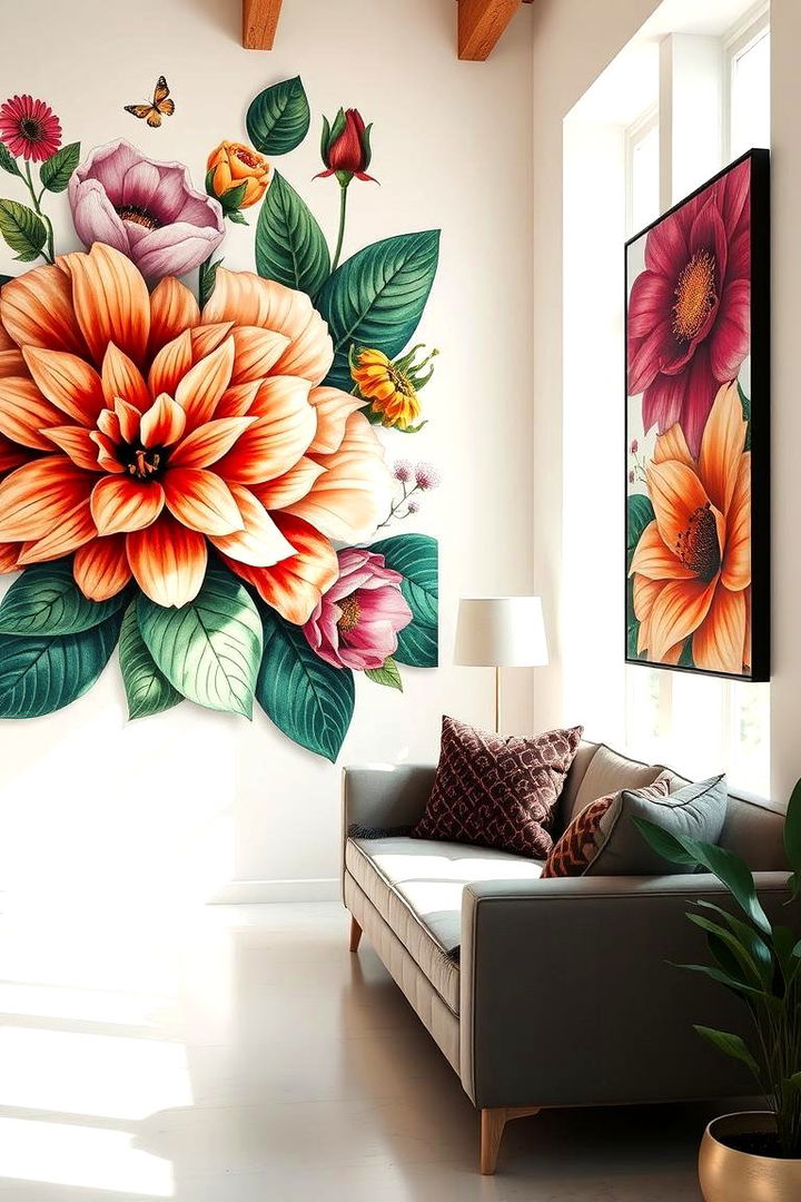 Floral Vibrance Statement - 22 Large Wall Decor Ideas