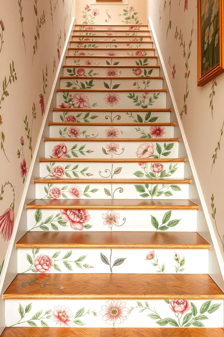 Floral and Botanical Themes - 22 Painted Stair Ideas