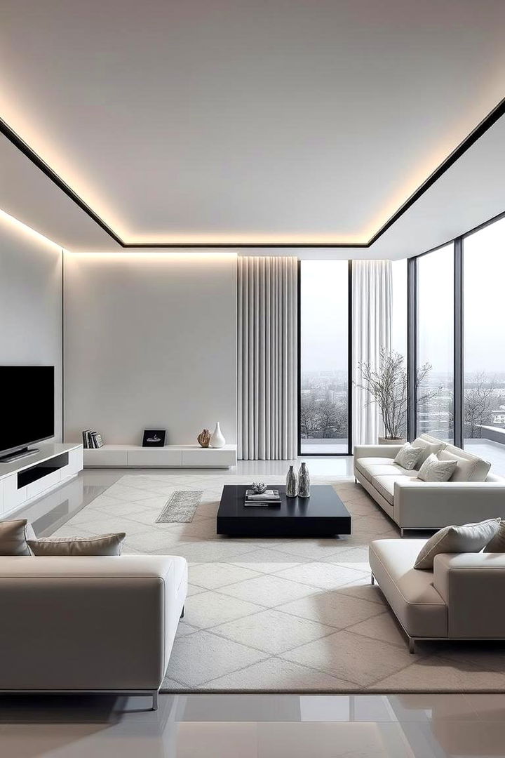 Fluid Spaces with Streamlined Silhouettes - 22 Monochromatic Living Room Ideas