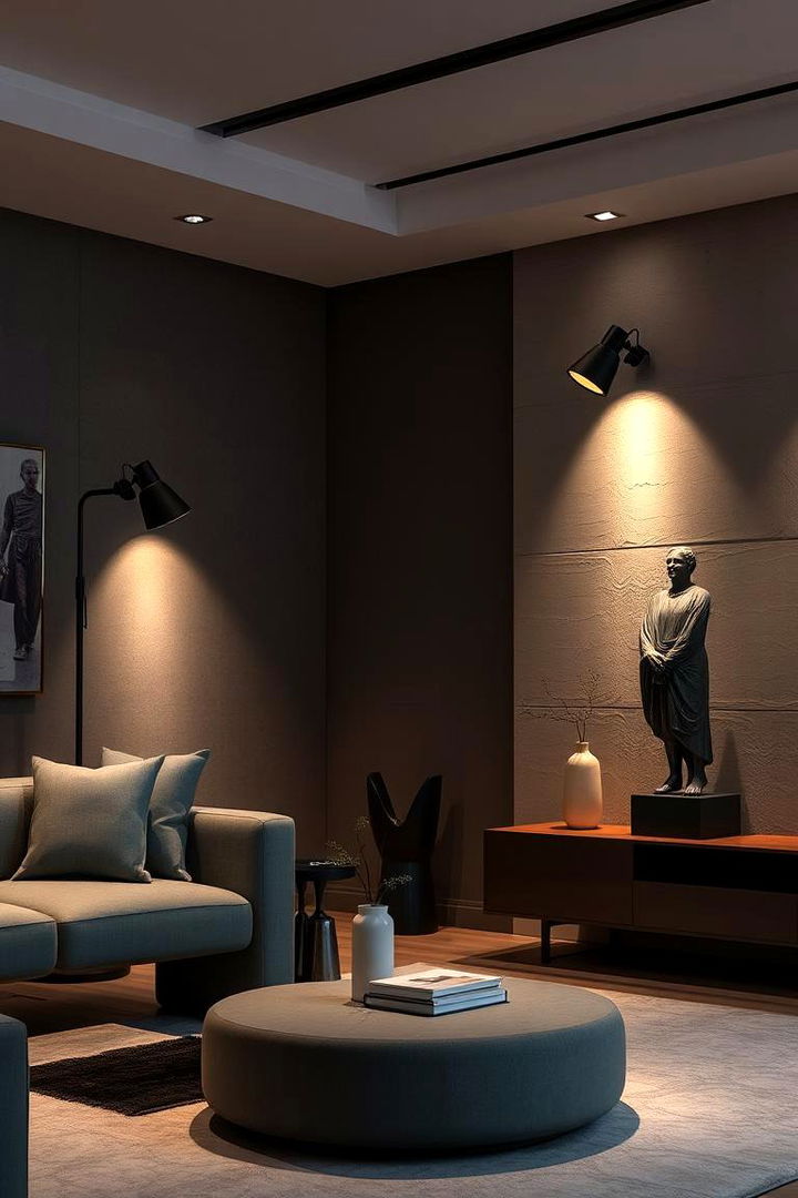 Focused Accent Spotlights - 22 Living Room Wall Lighting Ideas