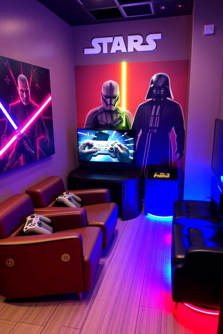 Force Powered Gaming Corner - 22 Star Wars Man Cave Ideas