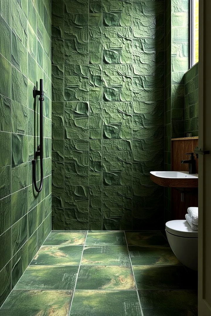Forest Floor Textures - 22 Green Bathroom Tile Ideas