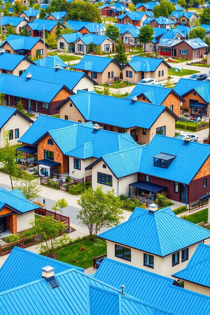 Fostering Community Vibe and Cohesion - 22 houses with blue metal roofs