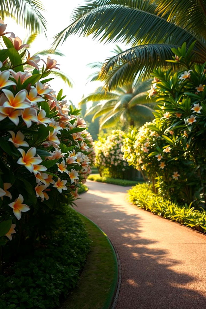 Fragrant Plumeria Pathway - 22 Tropical Garden Ideas