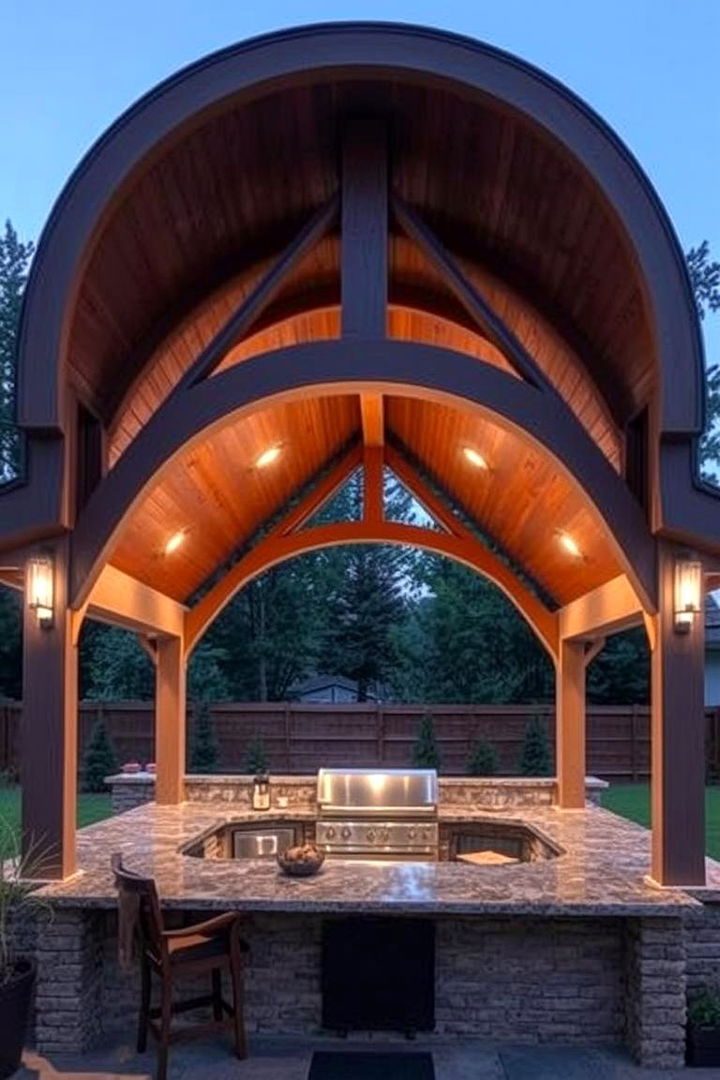 Framed Barrel Roof Designs - 22 Outdoor Kitchen Roof Ideas