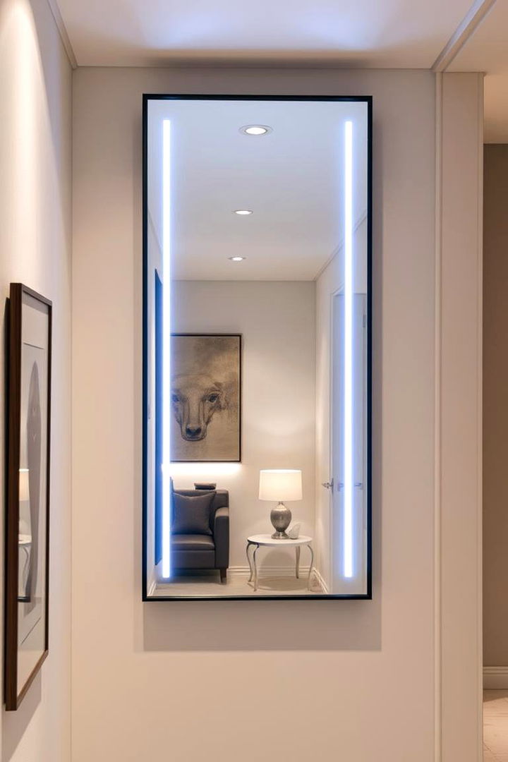 Framed Mirror with Lighting Accents - 22 hallway mirror ideas