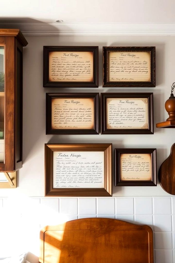 Framed Recipe Cards - 22 Kitchen Wall Decor Ideas