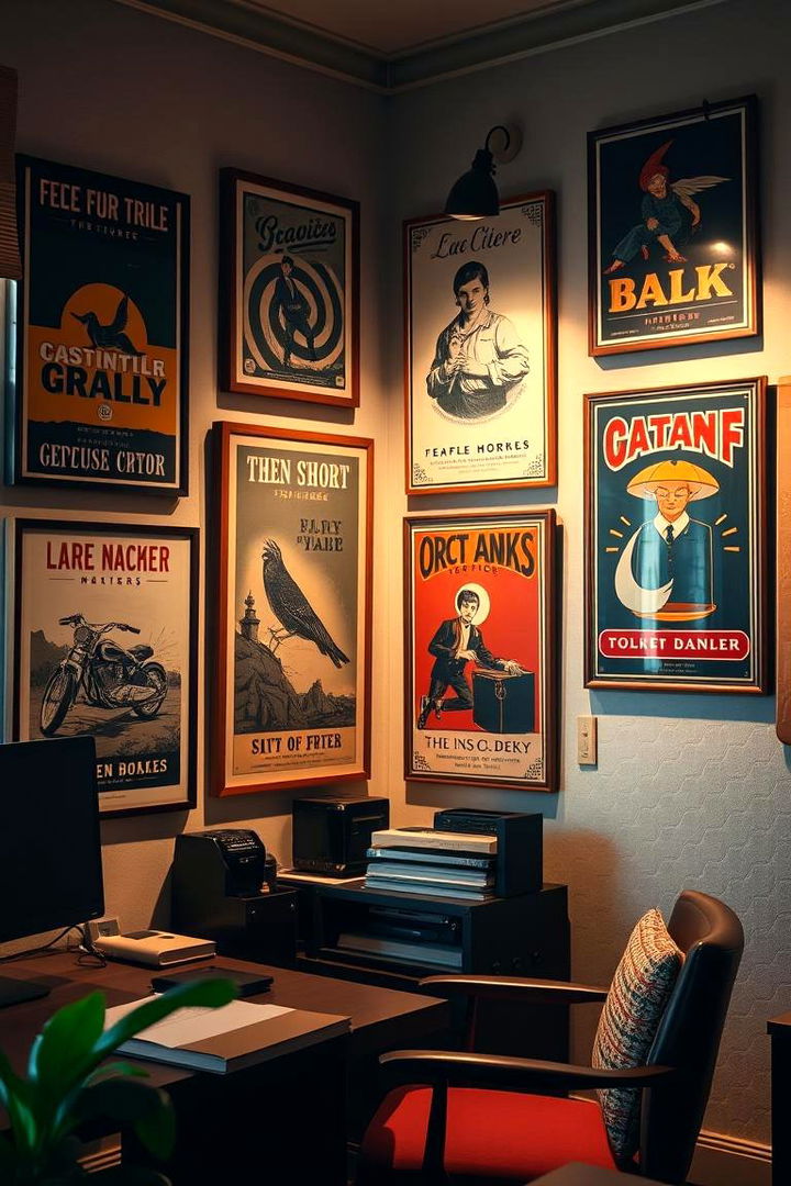Framed Vintage Posters - 22 Office Wall Decor Ideas