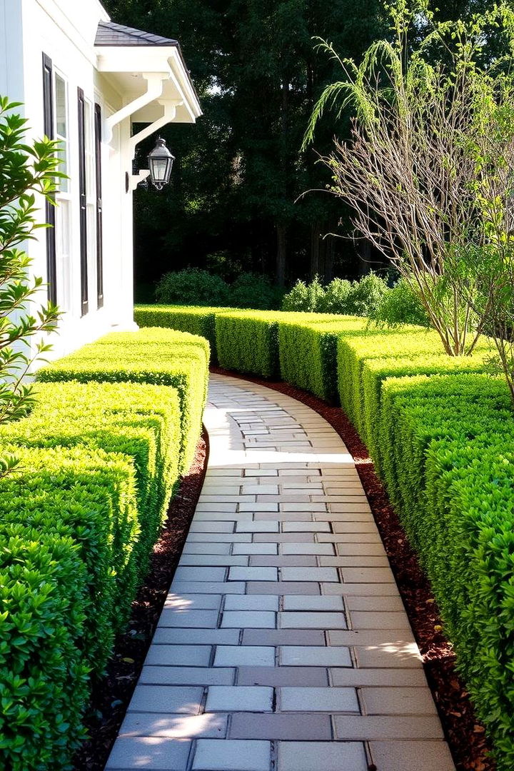 Framed Walkway Accents - 22 Front Yard Boxwood Designs