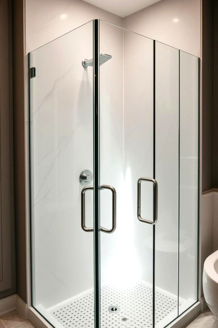 Frameless Shower Door Appeal for Modern Elegance - 22 Small Bathroom Walk in Shower Ideas