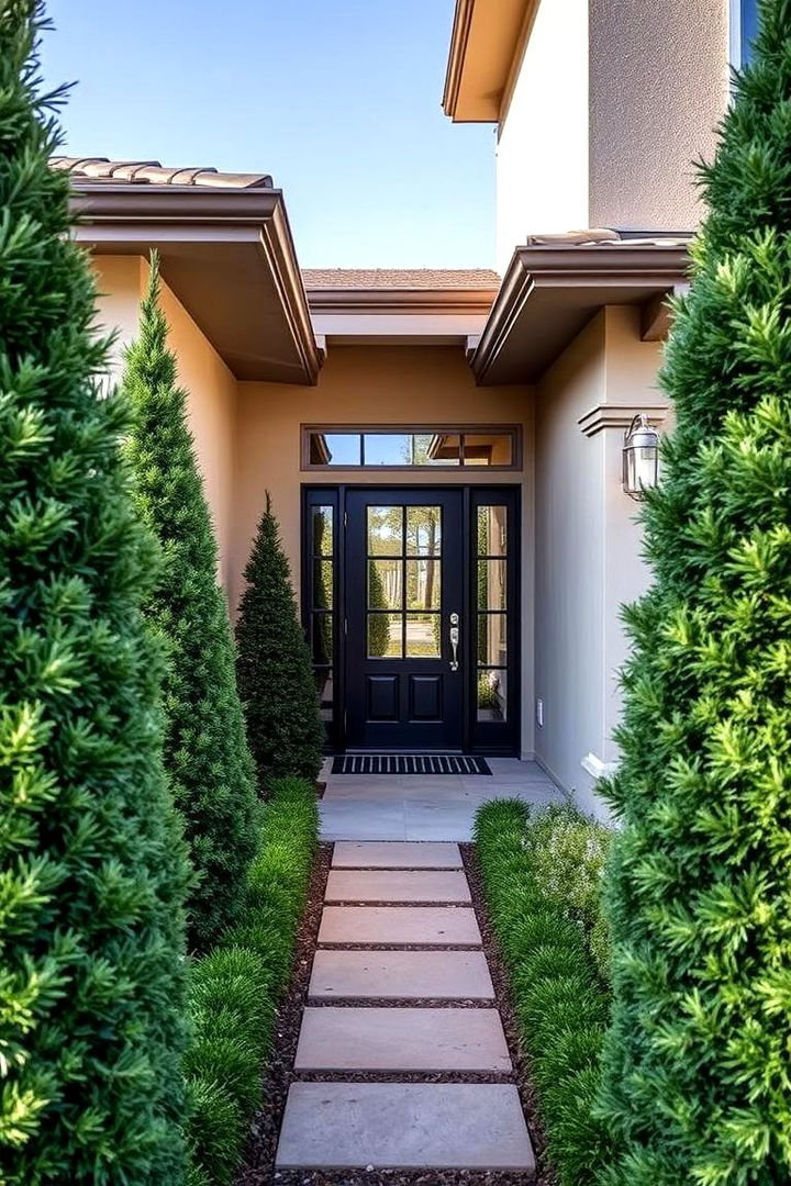Framing Architectural Elements with Evergreens - 22 Front Yard Evergreen Landscaping Ideas