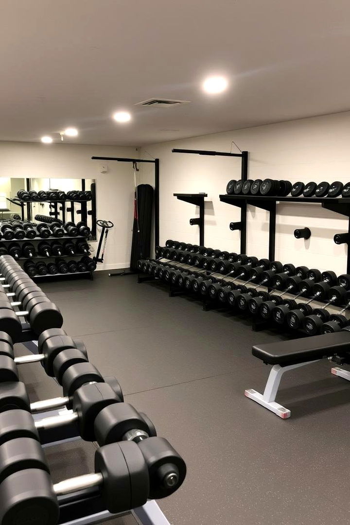 Free Weights and Dumbbells Area - 22 Basement Gym Ideas