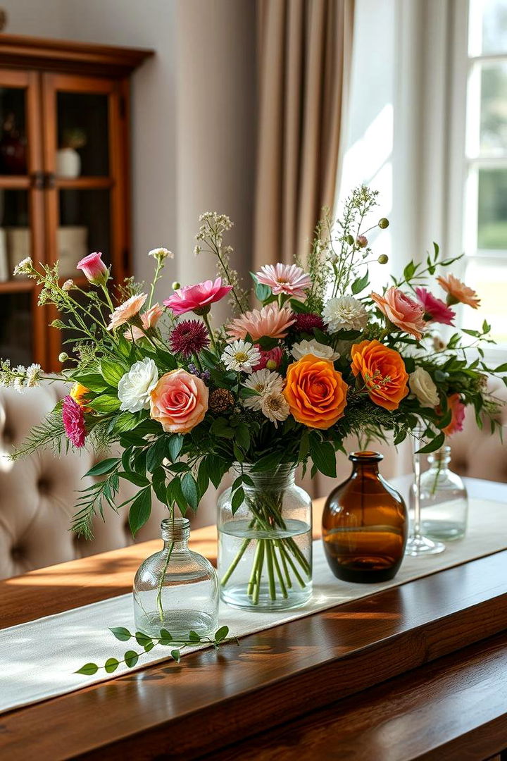 Fresh Floral Arrangements - 22 Sofa Table Decor Ideas