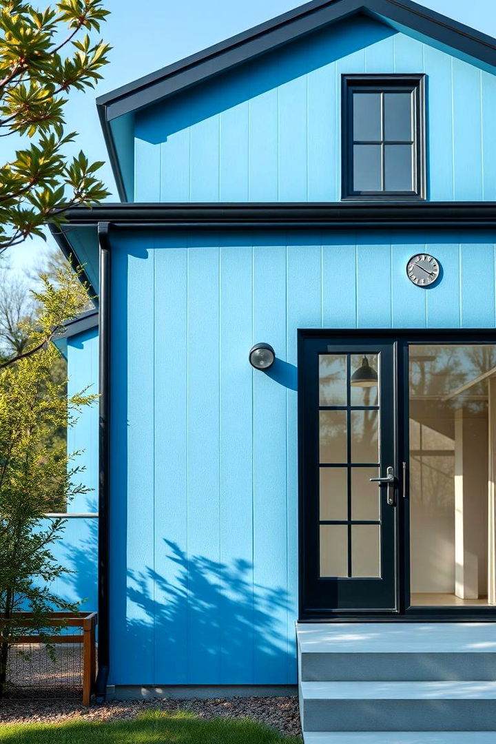 Fresh Minimalist Aesthetics - 22 Blue House With Black Trim Ideas