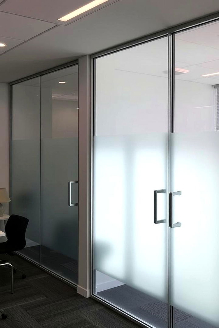 Frosted Glass Doors for Privacy and Light - 22 Home Office Door Ideas