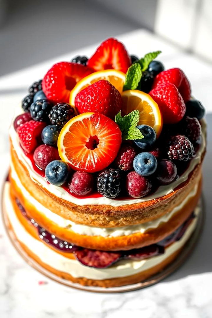 Fruit Topped Beauty - 22 Naked and Semi-naked Wedding Cake Ideas