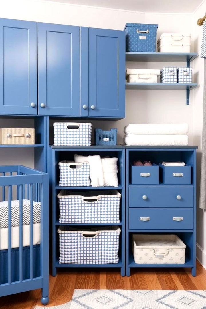 Functional Blue Storage - 22 Blue Nursery Ideas