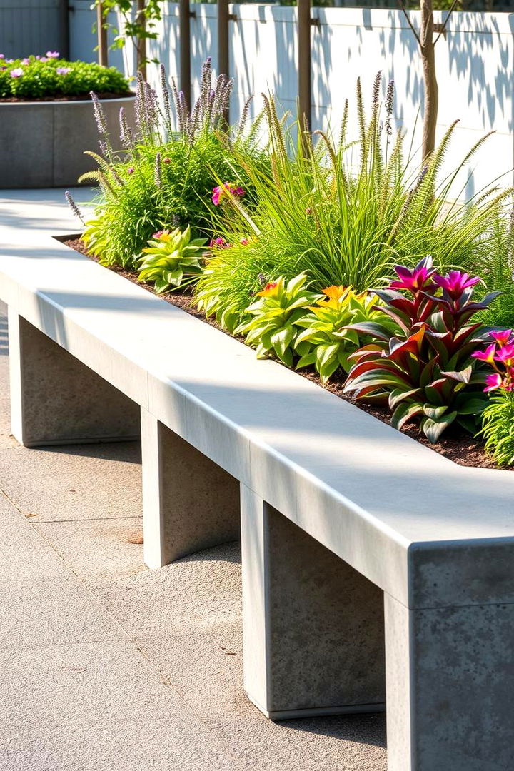 Functional Concrete Planter Benches - 22 Concrete Garden Ideas
