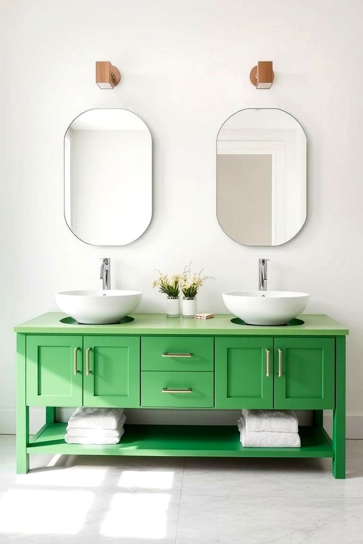 Functional Dual Washbasins - 22 Bathroom With Green Vanity