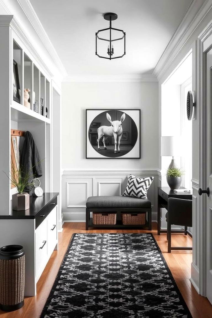 Functional Elegance Hub - 22 Black and White Entryway Design Ideas