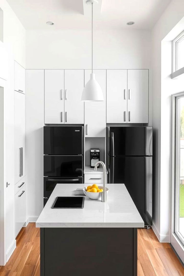 Functional Island Additions - 22 Small Kitchen with Black Appliances Ideas