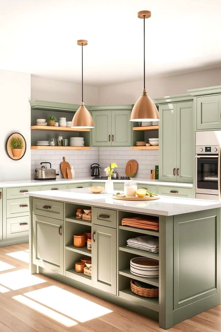 Functional Layout and Sage Green Style - 22 Sage Green Kitchen Island Ideas